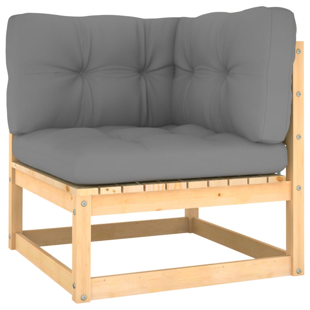 Keturvietė sodo sofa su pagalvėlėmis, pušies medienos masyvas