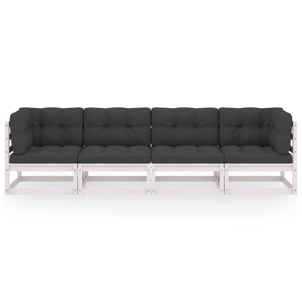 Keturvietė sodo sofa su pagalvėlėmis, pušies medienos masyvas