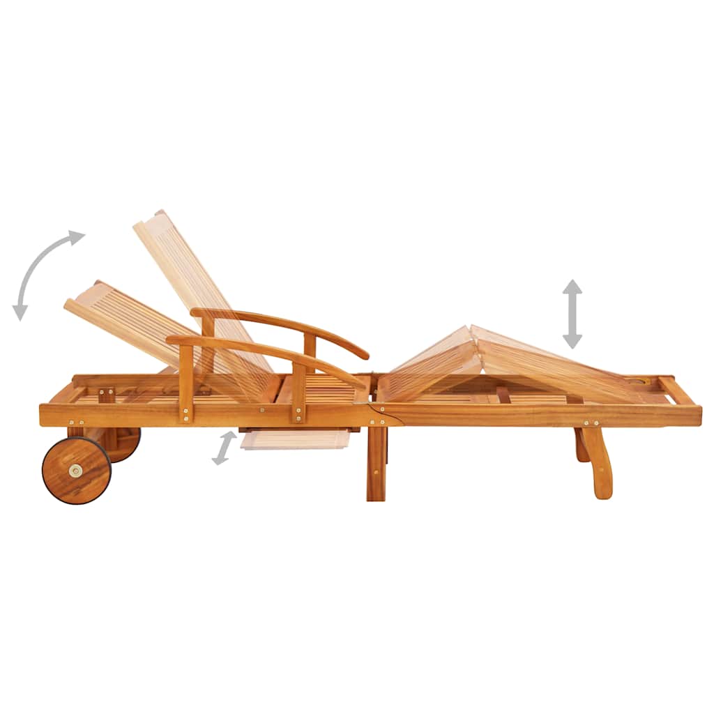 Sun loungers with cushions, 2 pcs., solid acacia wood