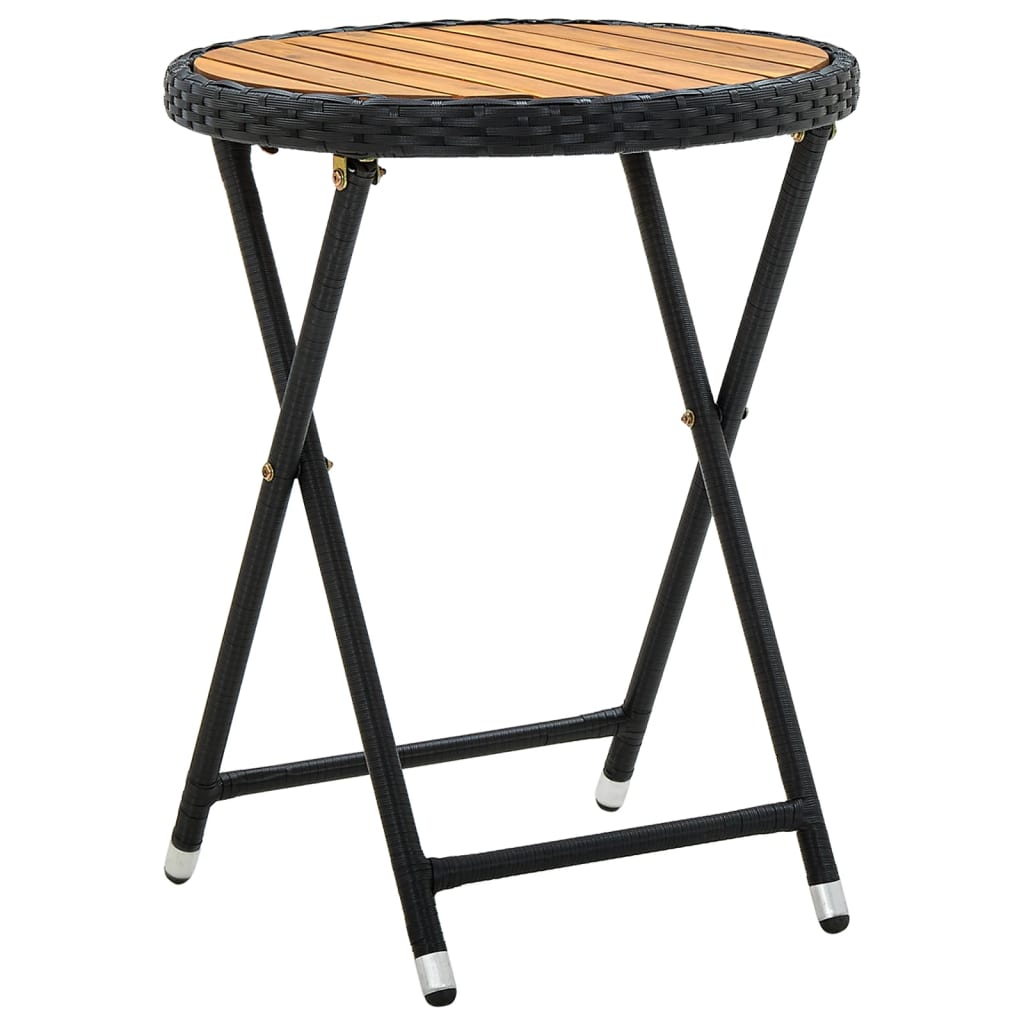 Coffee table, black, 60cm, poly rattan/solid acacia