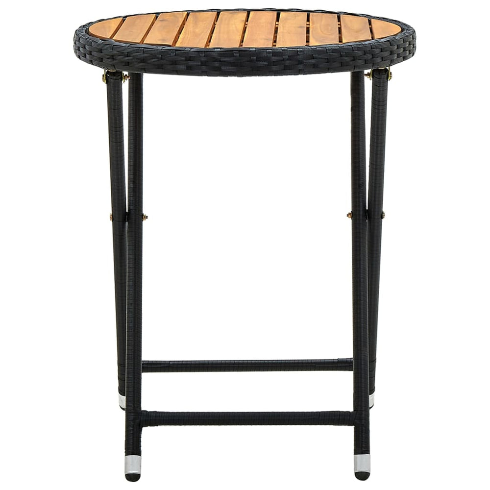 Coffee table, black, 60cm, poly rattan/solid acacia