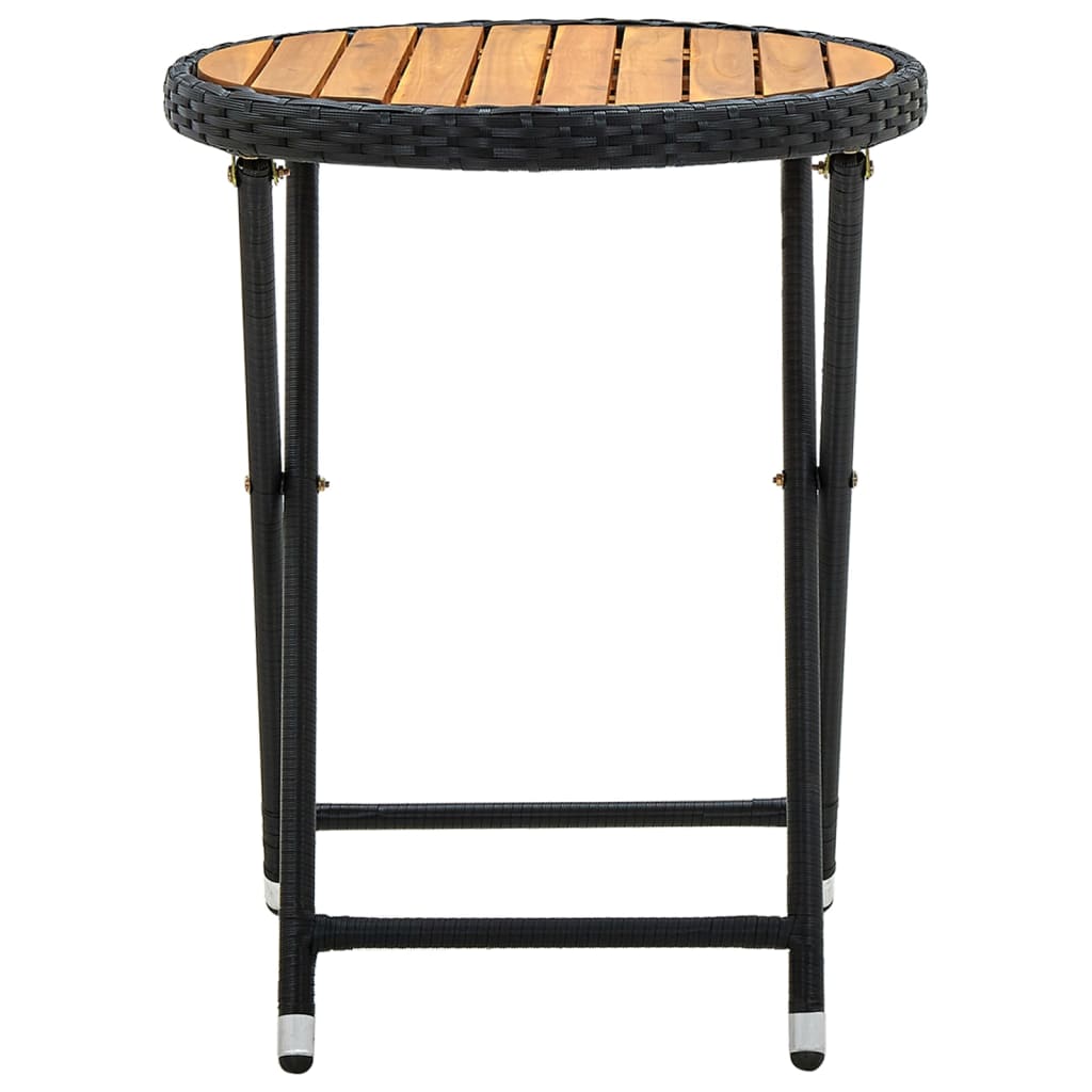 Coffee table, black, 60cm, poly rattan/solid acacia