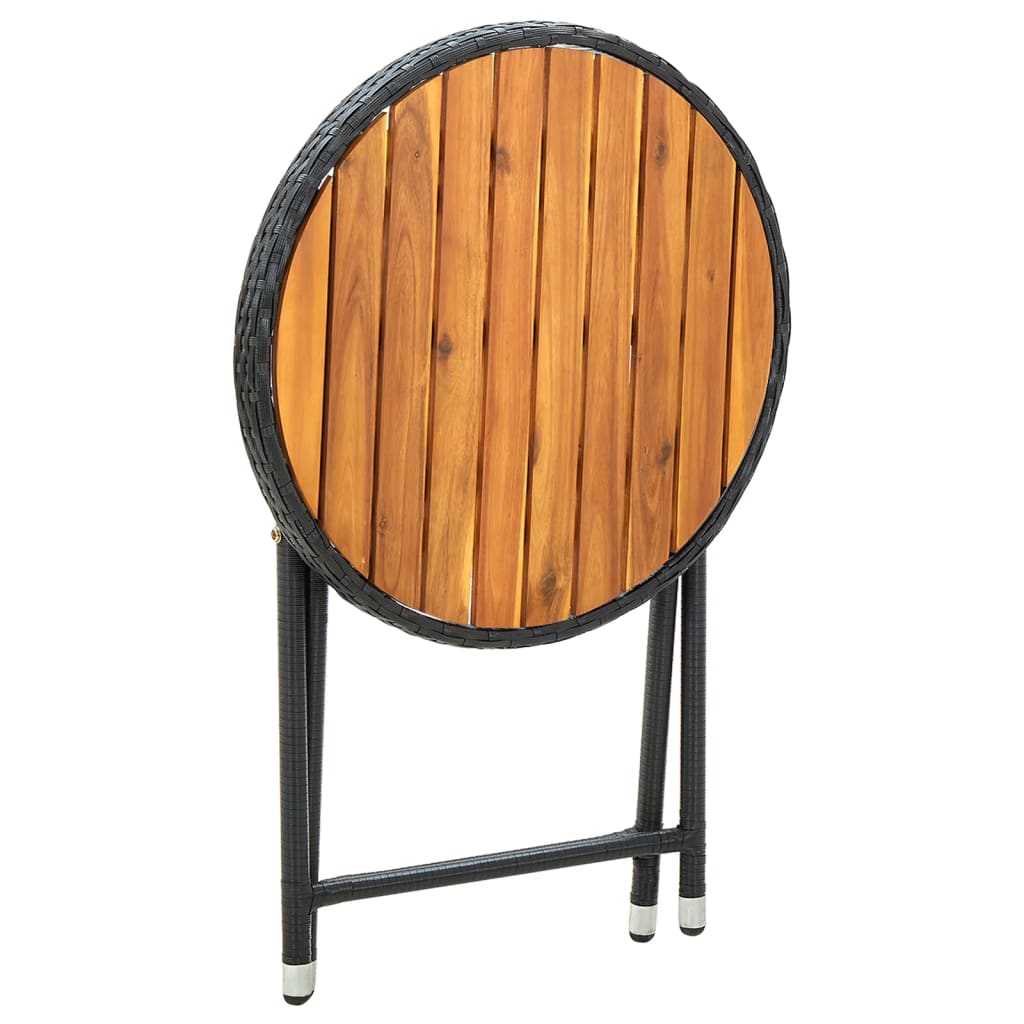 Coffee table, black, 60cm, poly rattan/solid acacia