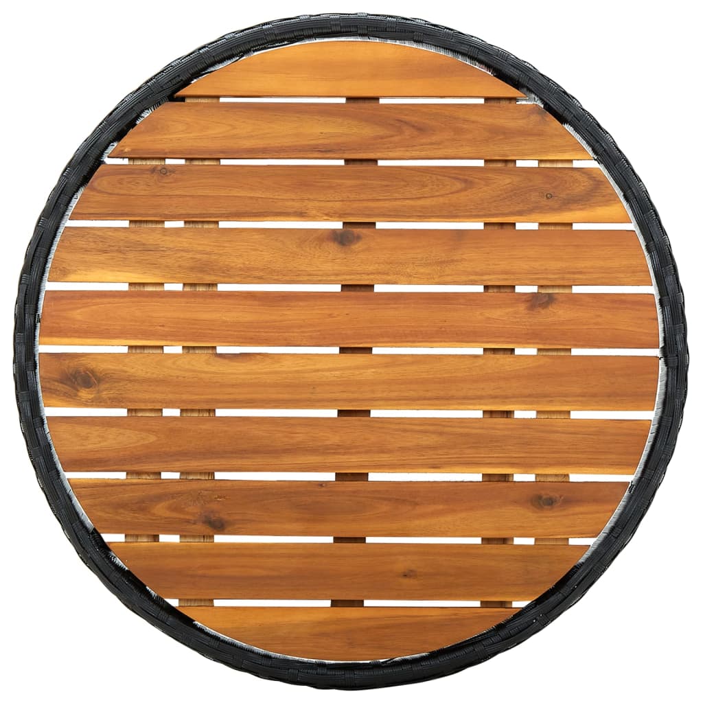 Coffee table, black, 60cm, poly rattan/solid acacia