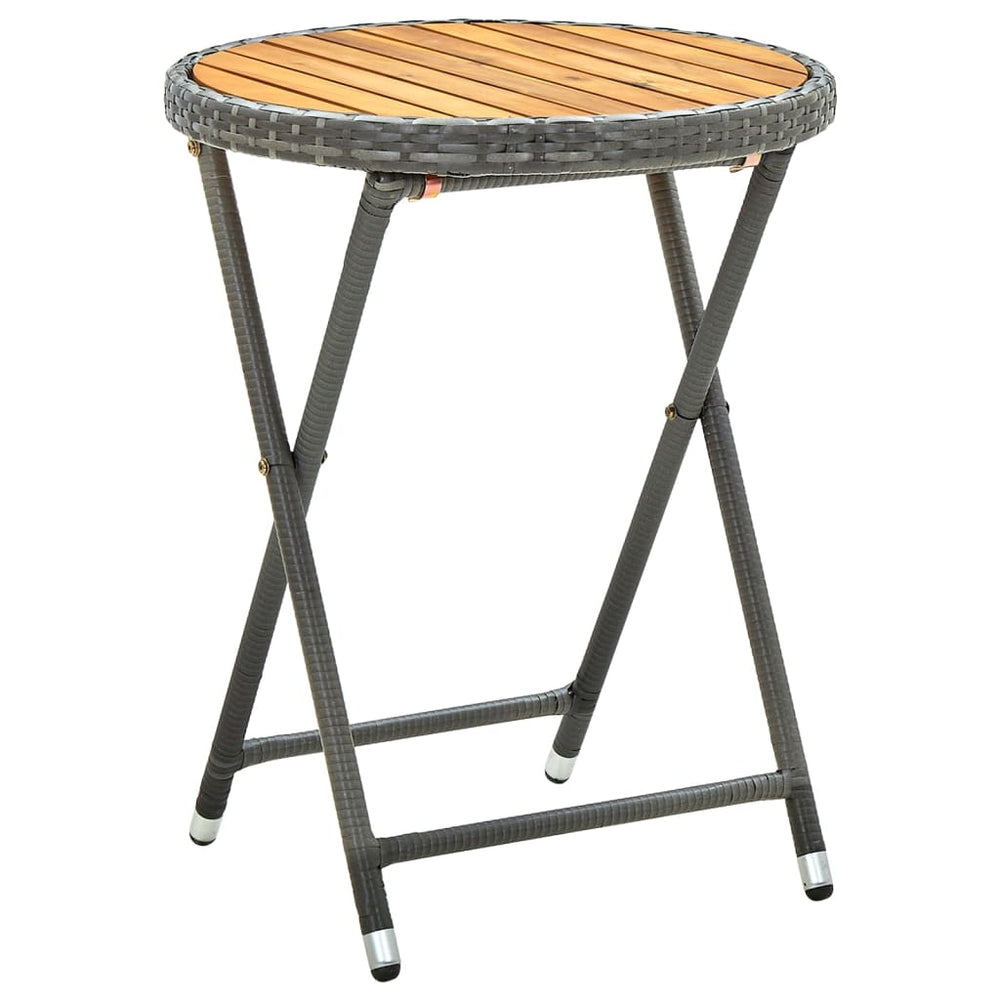 Coffee table, grey, 60cm, polyrattan and solid acacia
