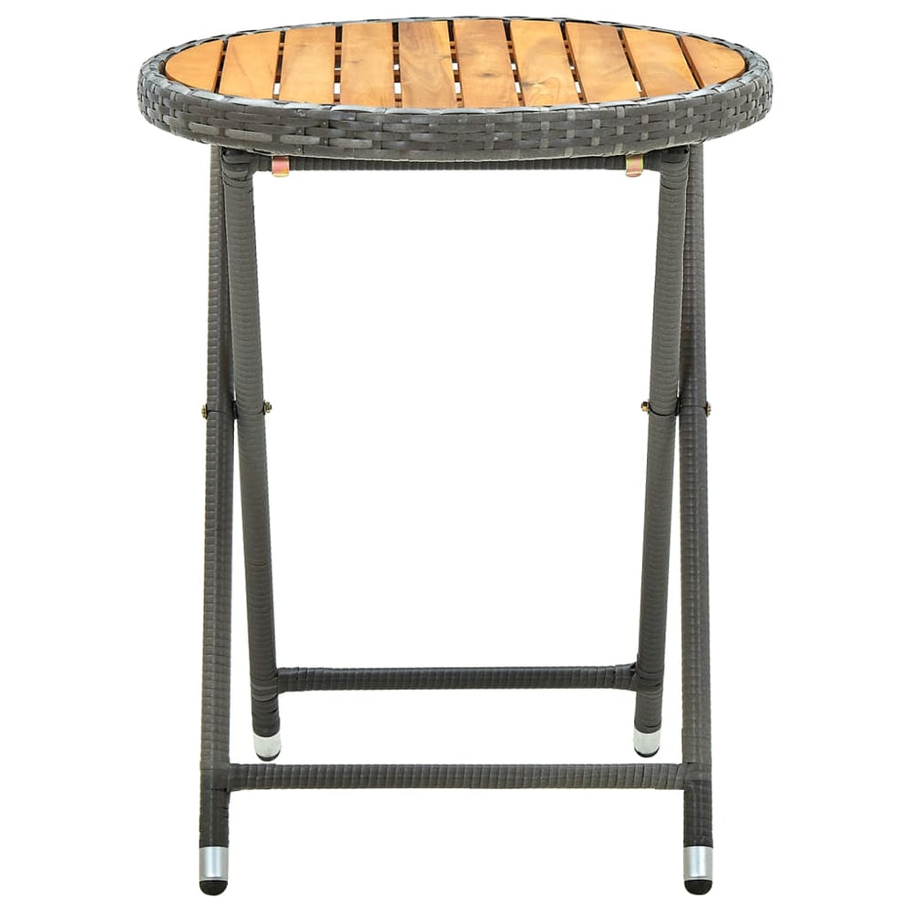 Coffee table, grey, 60cm, polyrattan and solid acacia