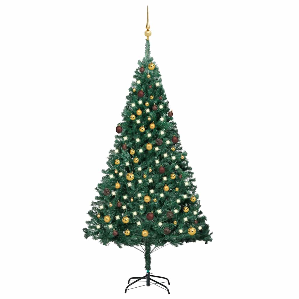 Dirbtinė Kalėdų eglutė su žaisliukais, žalia, 210cm, PVC