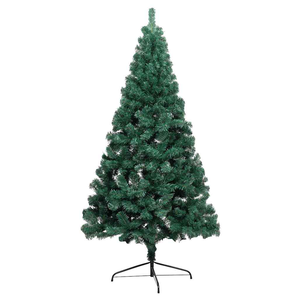 Dirbtinė pusinė Kalėdų eglutė su žaisliukais, žalia, 150cm