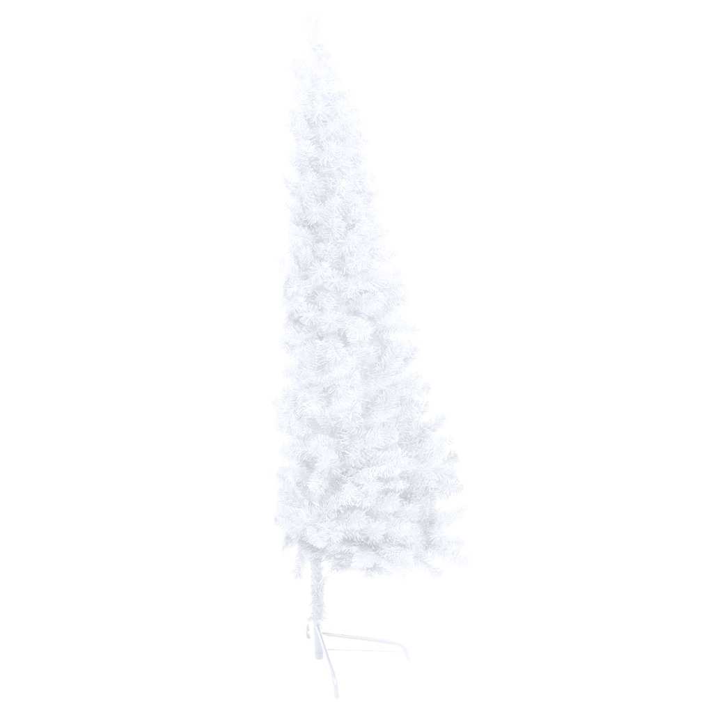 Dirbtinė pusinė Kalėdų eglutė su žaisliukais, balta, 150cm