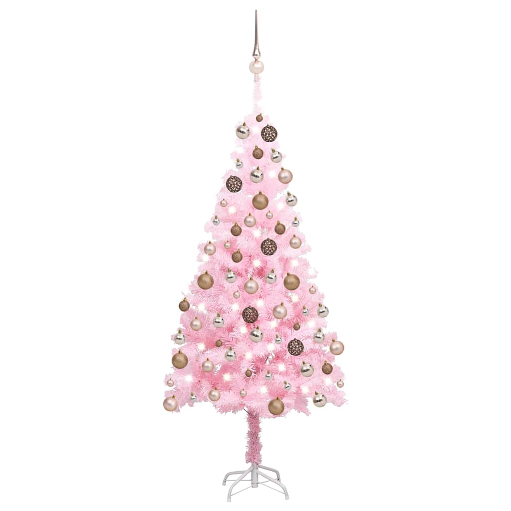 Dirbtinė Kalėdų eglutė su žaisliukais, rožinė, 120cm, PVC