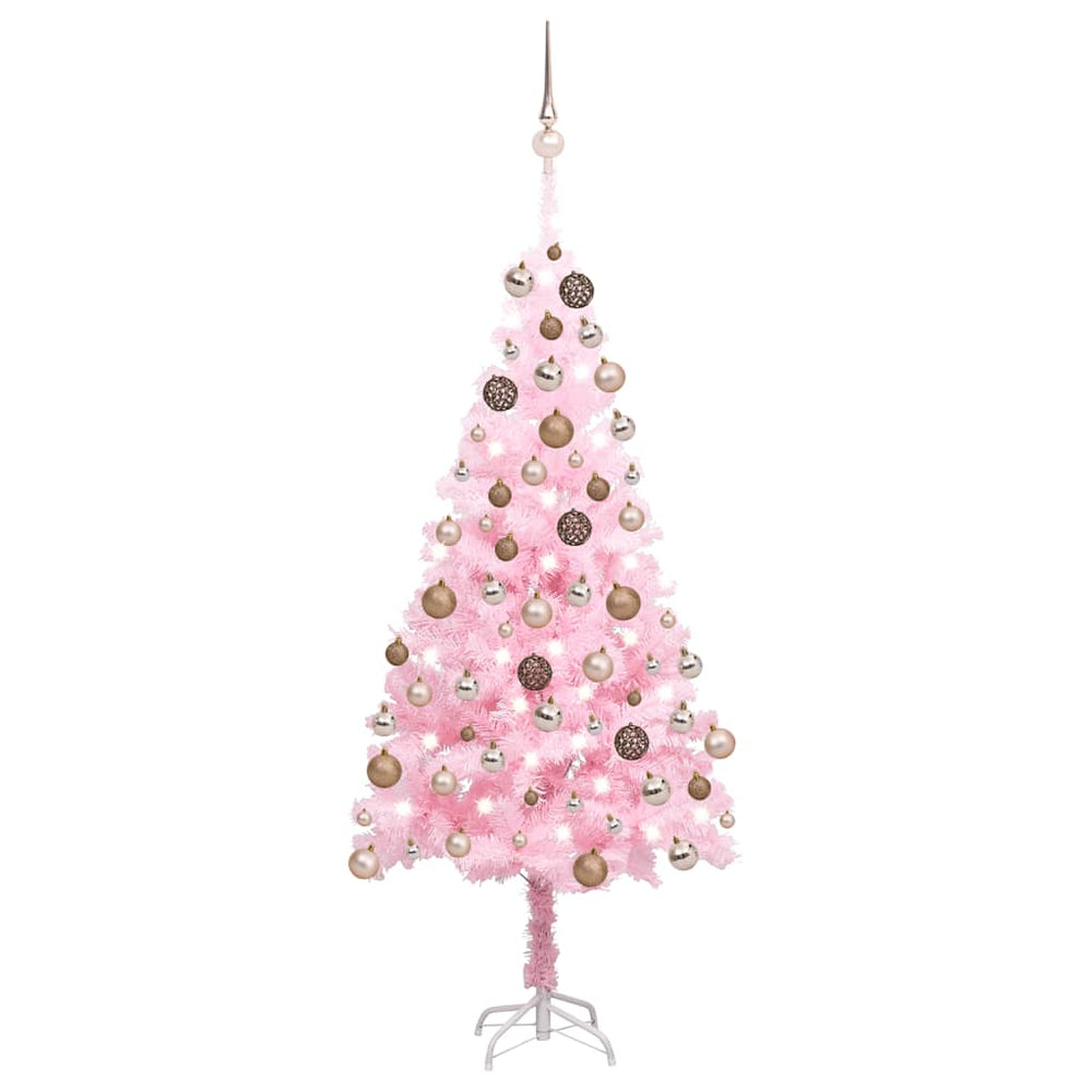 Dirbtinė Kalėdų eglutė su žaisliukais, rožinė, 150cm, PVC