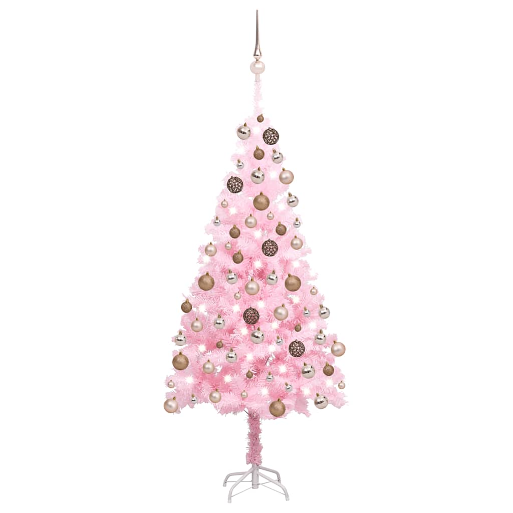 Dirbtinė Kalėdų eglutė su žaisliukais, rožinė, 150cm, PVC