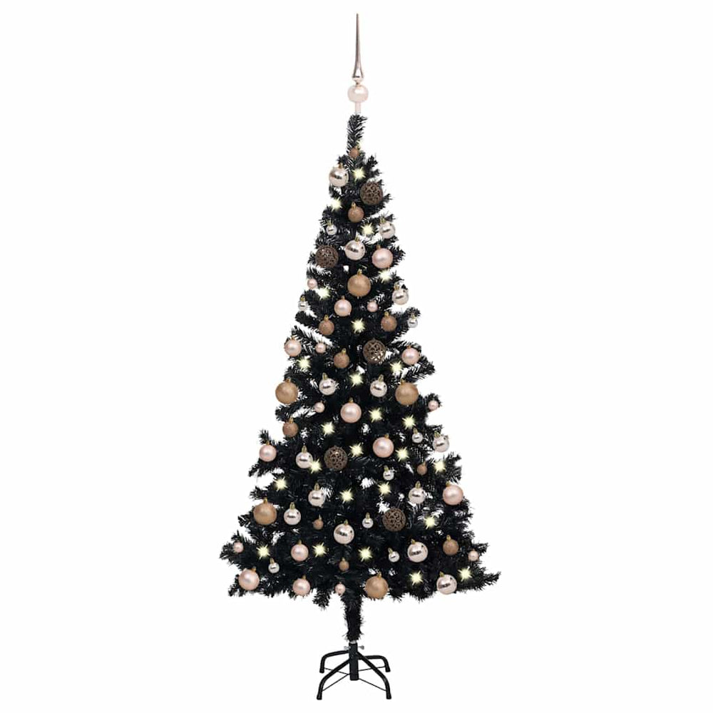 Dirbtinė Kalėdų eglutė su žaisliukais, juoda, 120cm, PVC