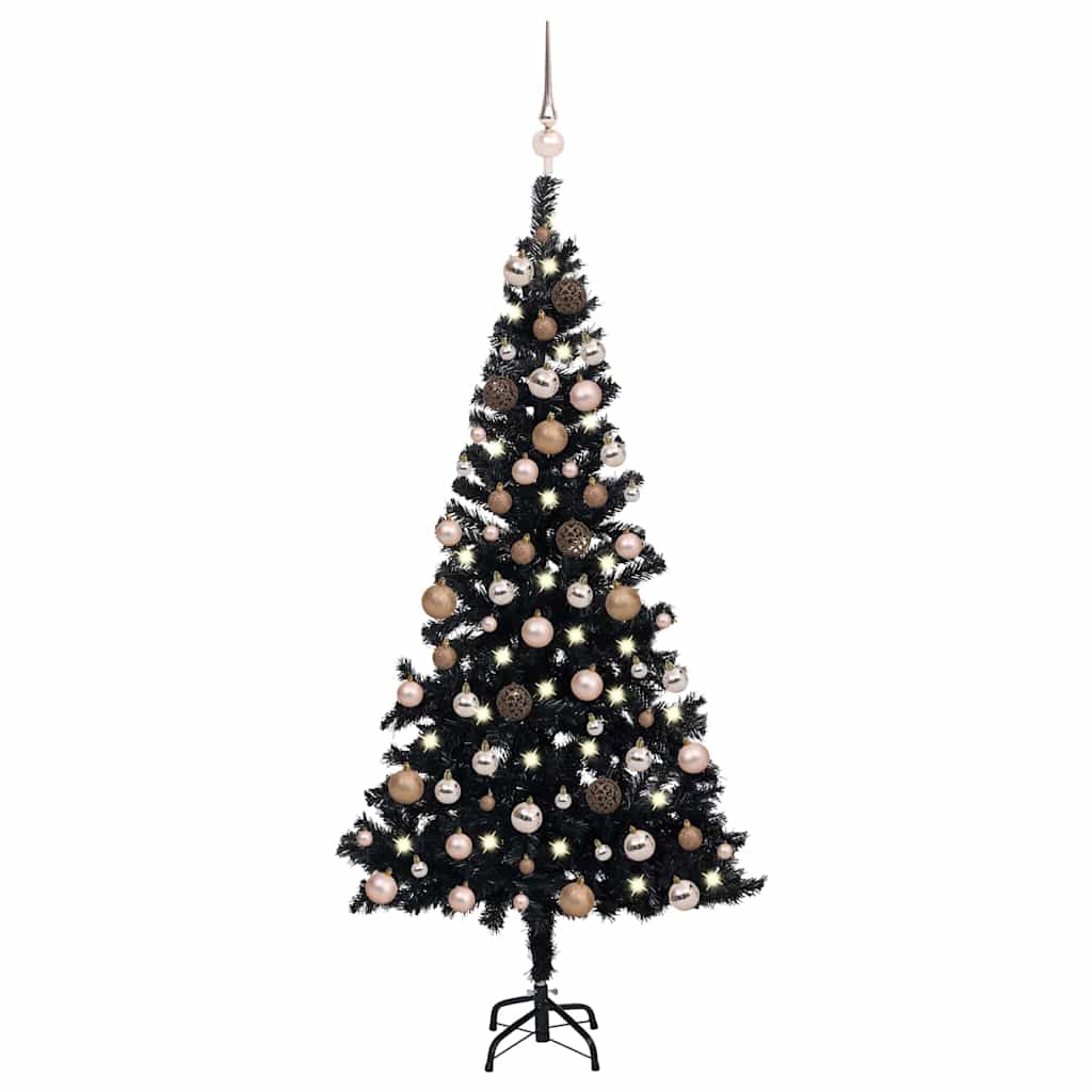 Dirbtinė Kalėdų eglutė su žaisliukais, juoda, 120cm, PVC