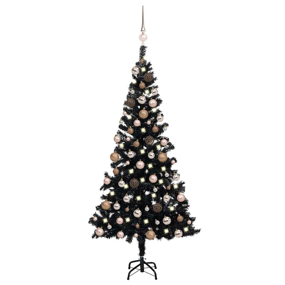 Dirbtinė Kalėdų eglutė su žaisliukais, juoda, 150cm, PVC