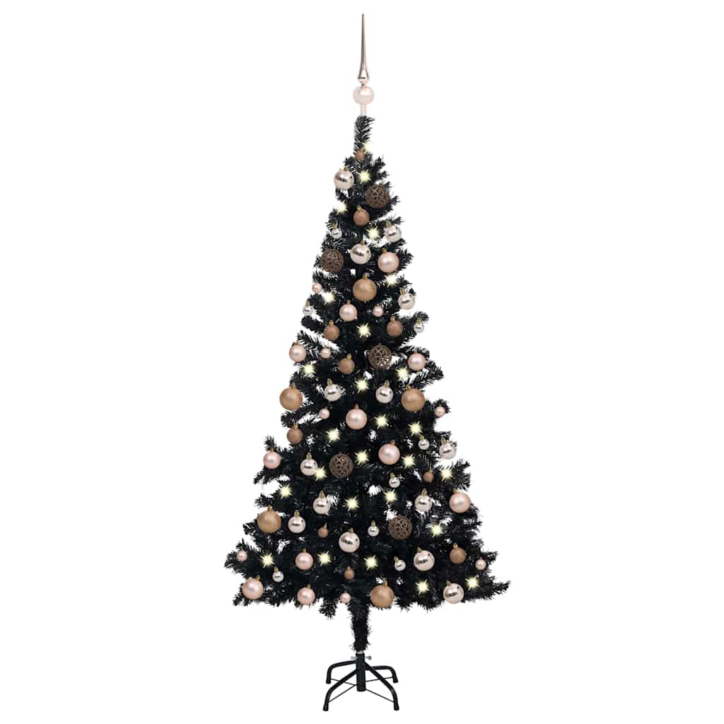 Dirbtinė Kalėdų eglutė su žaisliukais, juoda, 150cm, PVC