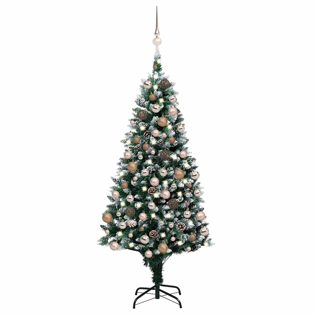 Dirbtinė Kalėdų eglutė su LED ir kamuoliukų rinkiniu ir kankorėžiais, 150cm