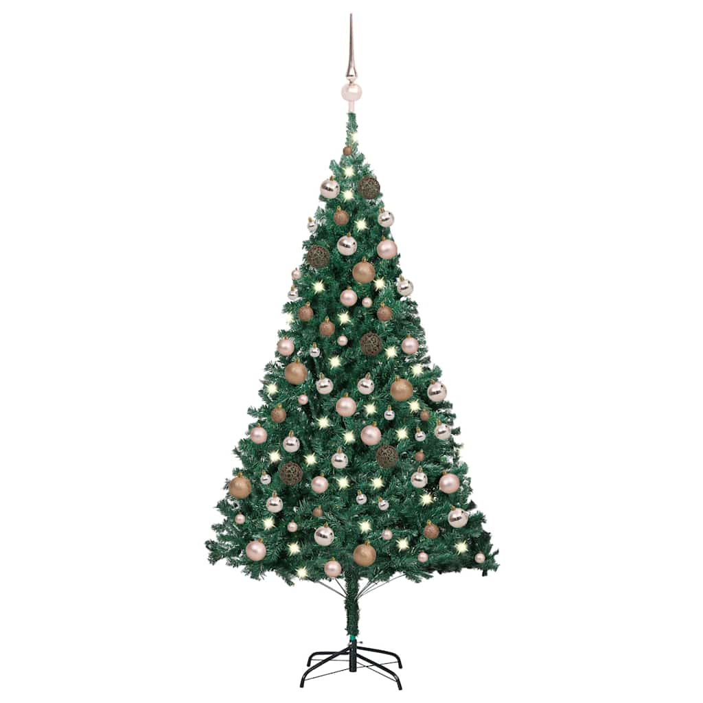 Dirbtinė Kalėdų eglutė su žaisliukais, žalia, 120cm, PVC