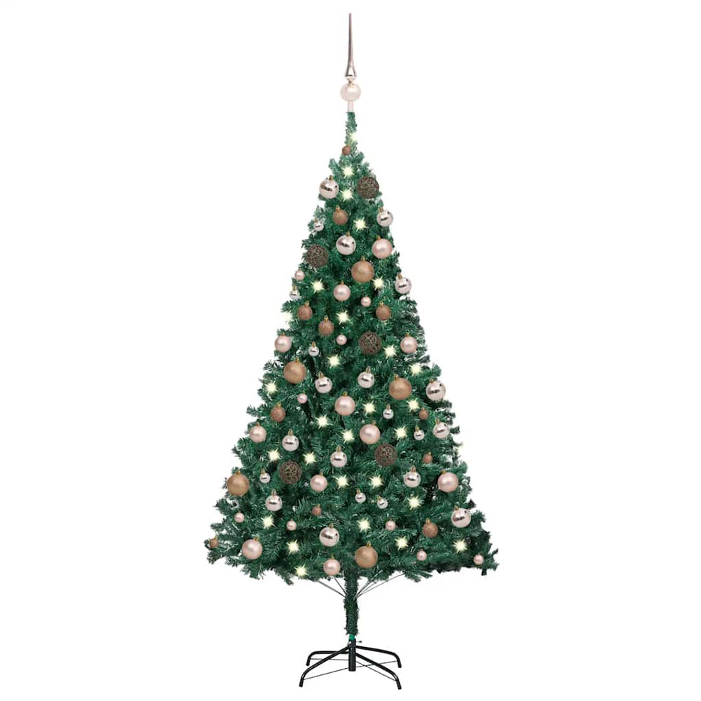 Dirbtinė Kalėdų eglutė su žaisliukais, žalia, 150cm, PVC
