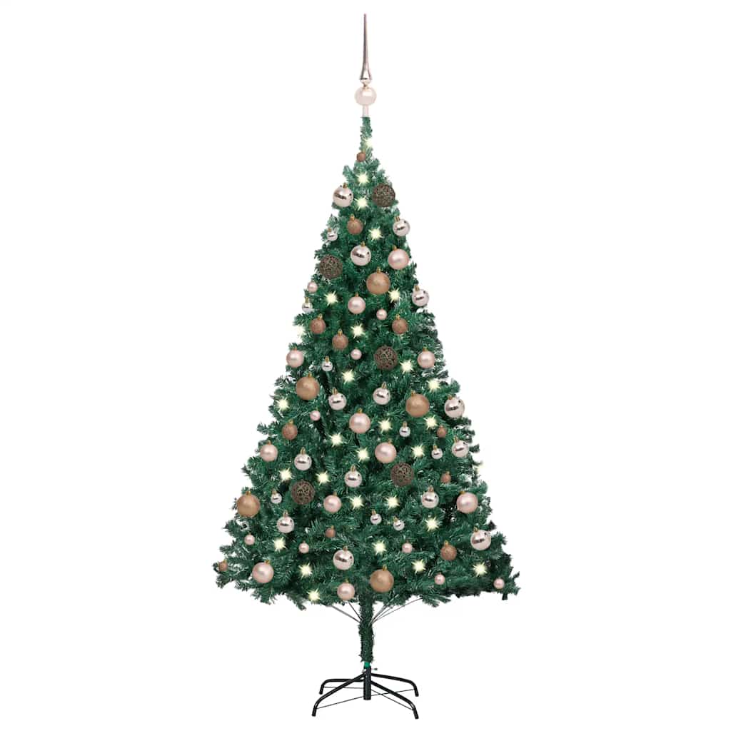 Dirbtinė Kalėdų eglutė su žaisliukais, žalia, 150cm, PVC