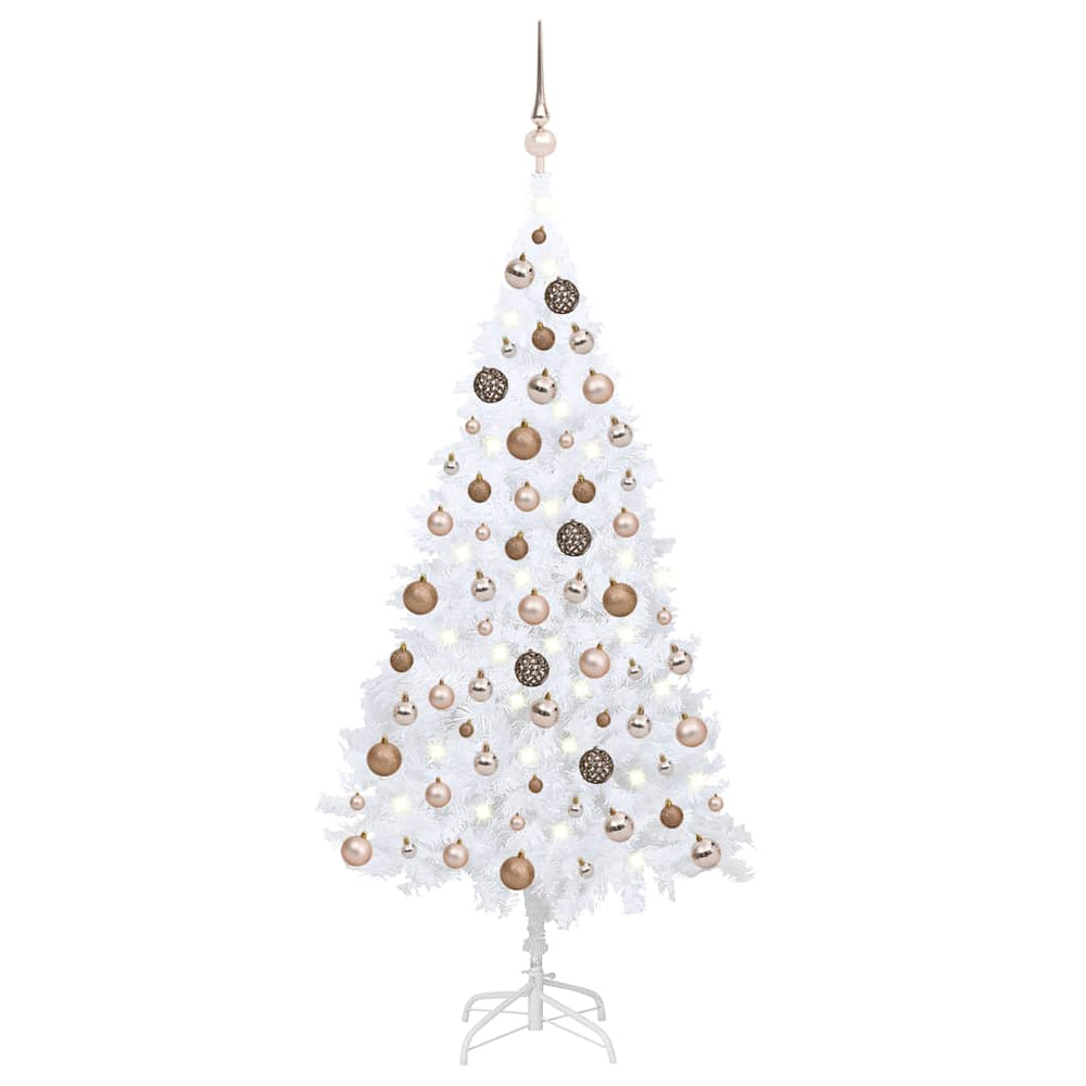 Dirbtinė Kalėdų eglutė su žaisliukais, balta, 120cm, PVC