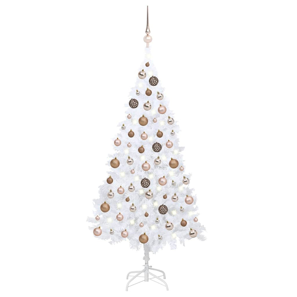 Dirbtinė Kalėdų eglutė su žaisliukais, balta, 150cm, PVC