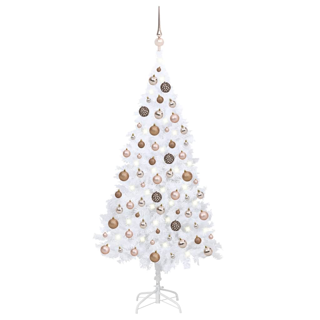 Dirbtinė Kalėdų eglutė su žaisliukais, balta, 150cm, PVC