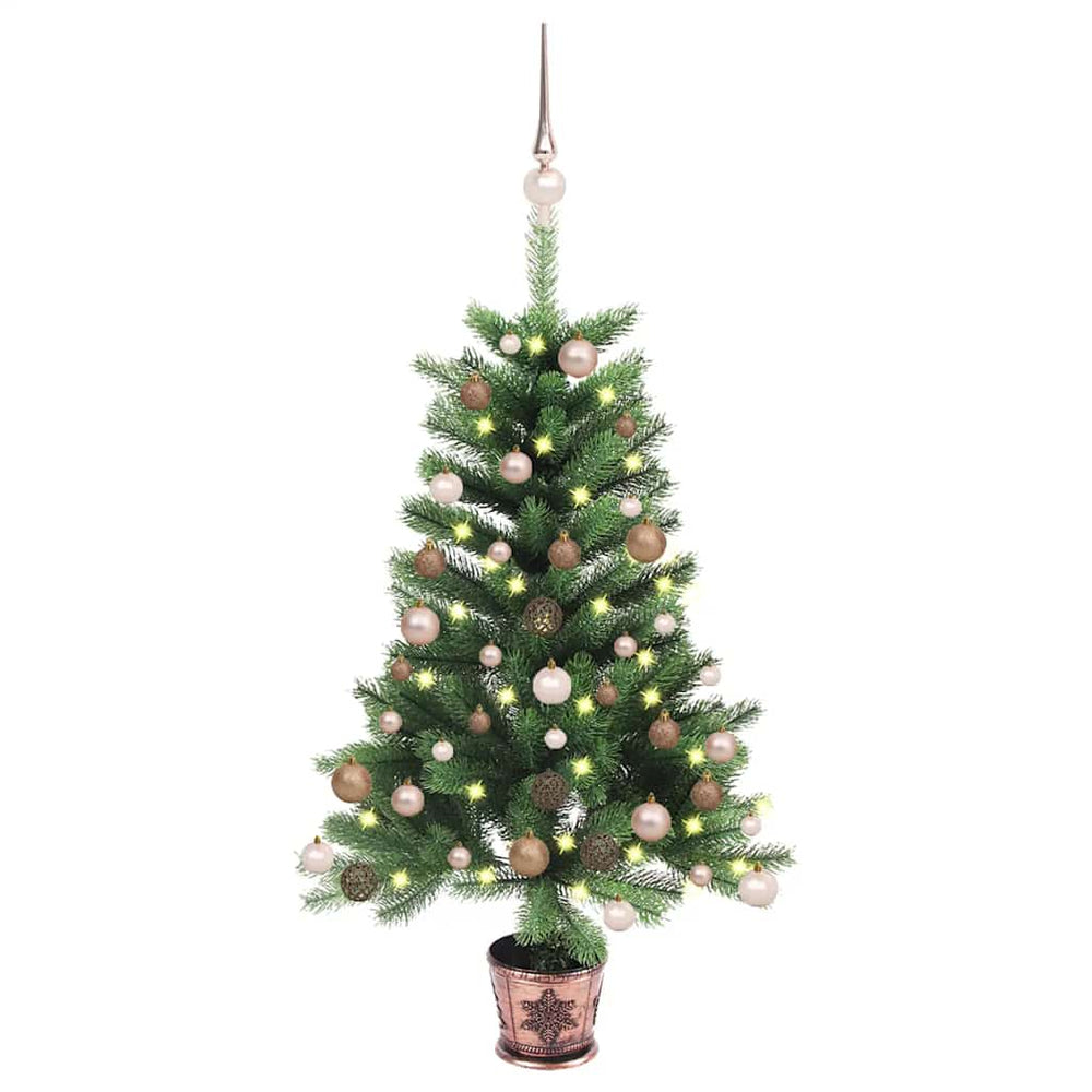 Dirbtinė apšviesta Kalėdų eglutė su žaisliukais, žalia, 90cm