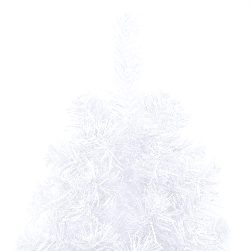 Dirbtinė pusinė Kalėdų eglutė su žaisliukais, balta, 150cm