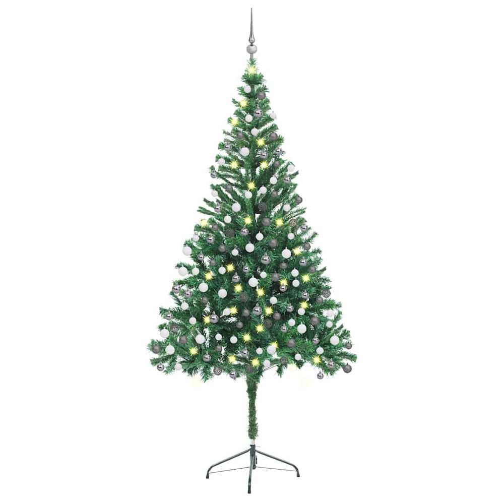 Artificial Christmas tree with ornaments, 210cm, 910 branches