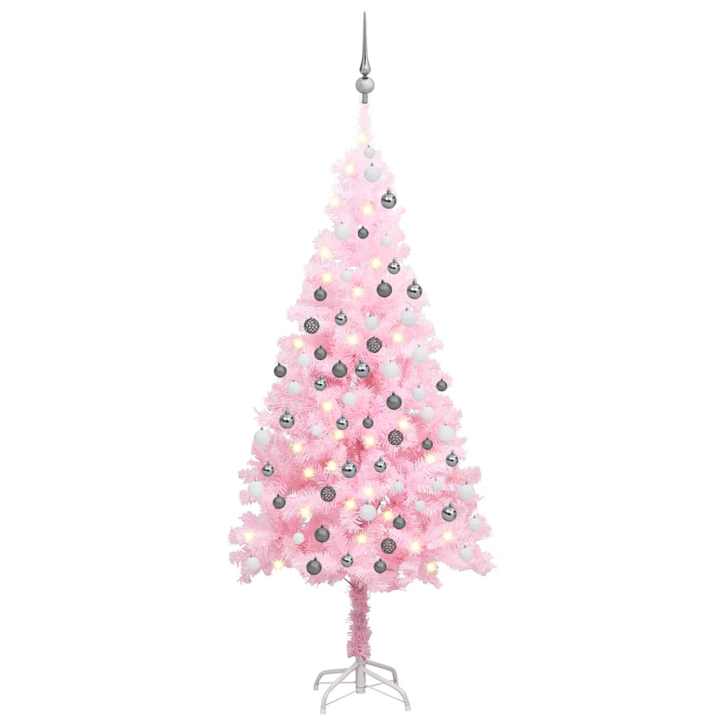 Artificial Christmas tree with ornaments, pink, 120cm, PVC