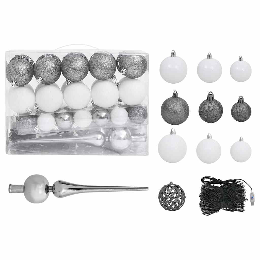 Artificial Christmas tree with decorations, black, 120cm, PVC