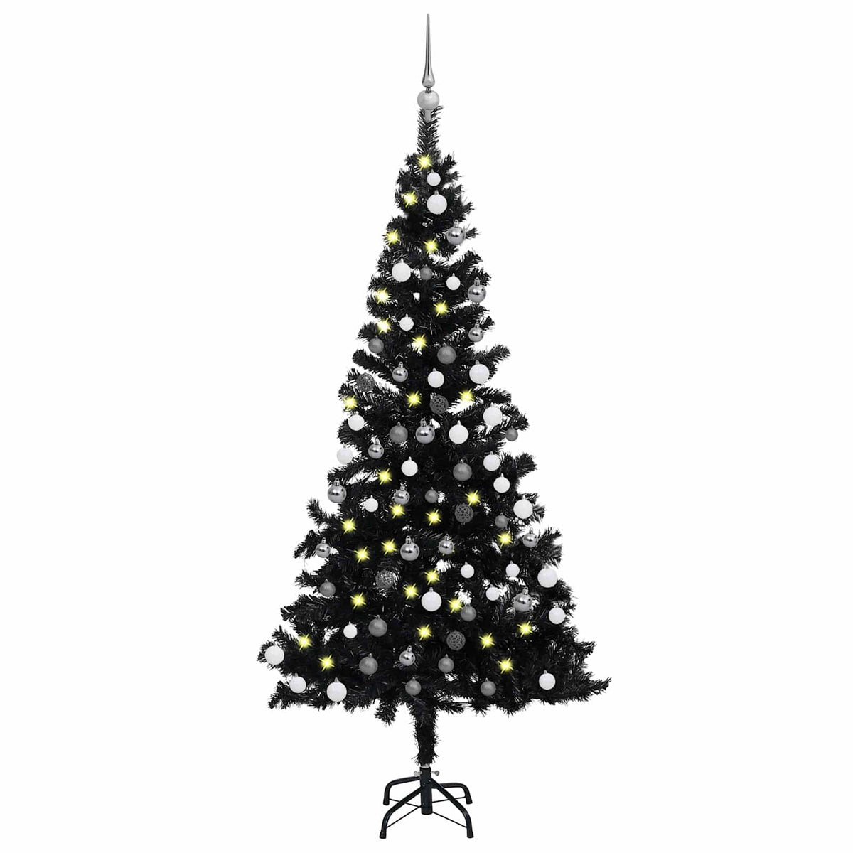 Dirbtinė Kalėdų eglutė su žaisliukais, juoda, 120cm, PVC