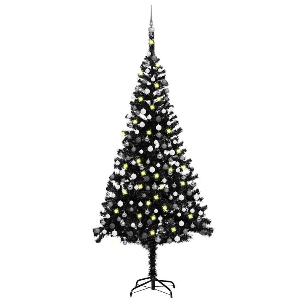 Dirbtinė Kalėdų eglutė su žaisliukais, juoda, 240cm, PVC