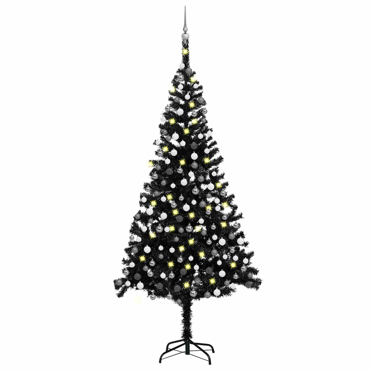 Dirbtinė Kalėdų eglutė su žaisliukais, juoda, 240cm, PVC