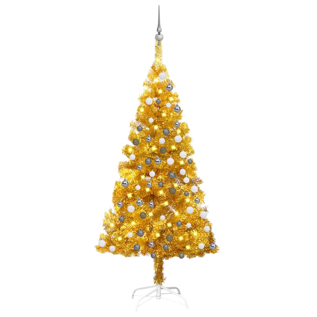 Dirbtinė Kalėdų eglutė su žaisliukais, auksinė, 150cm, PET