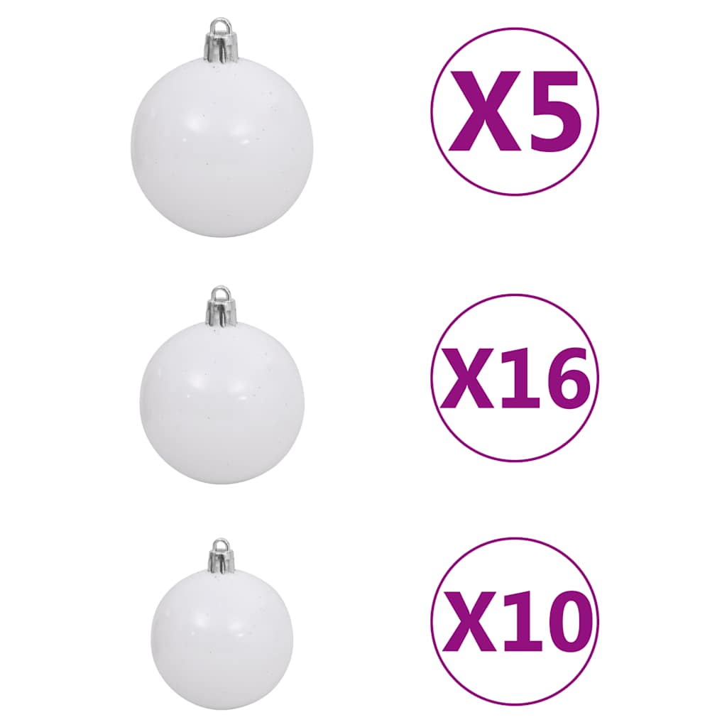Artificial Christmas tree with LED and bauble set and pine cones, 240cm