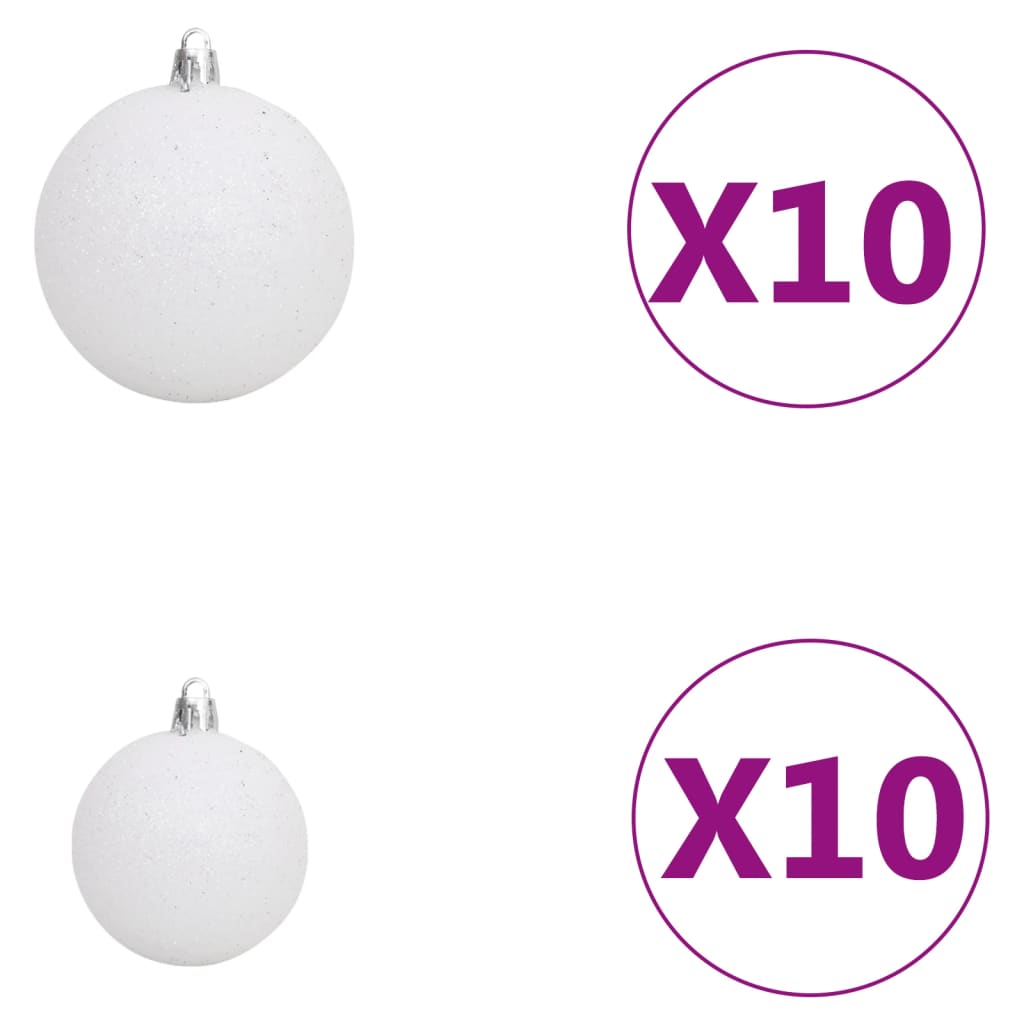 Artificial Pre-Lit Christmas Tree with Decorations, White, 240cm