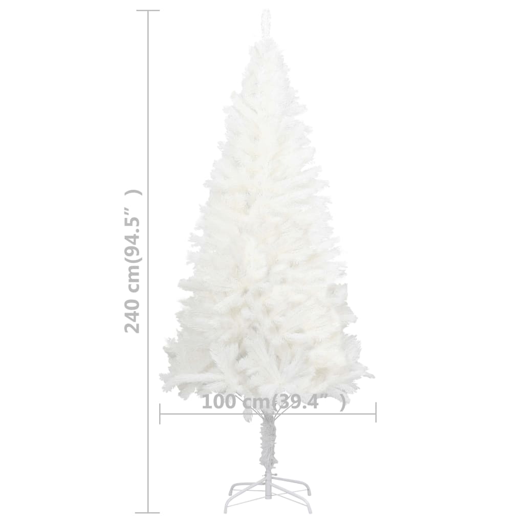 Artificial Pre-Lit Christmas Tree with Decorations, White, 240cm