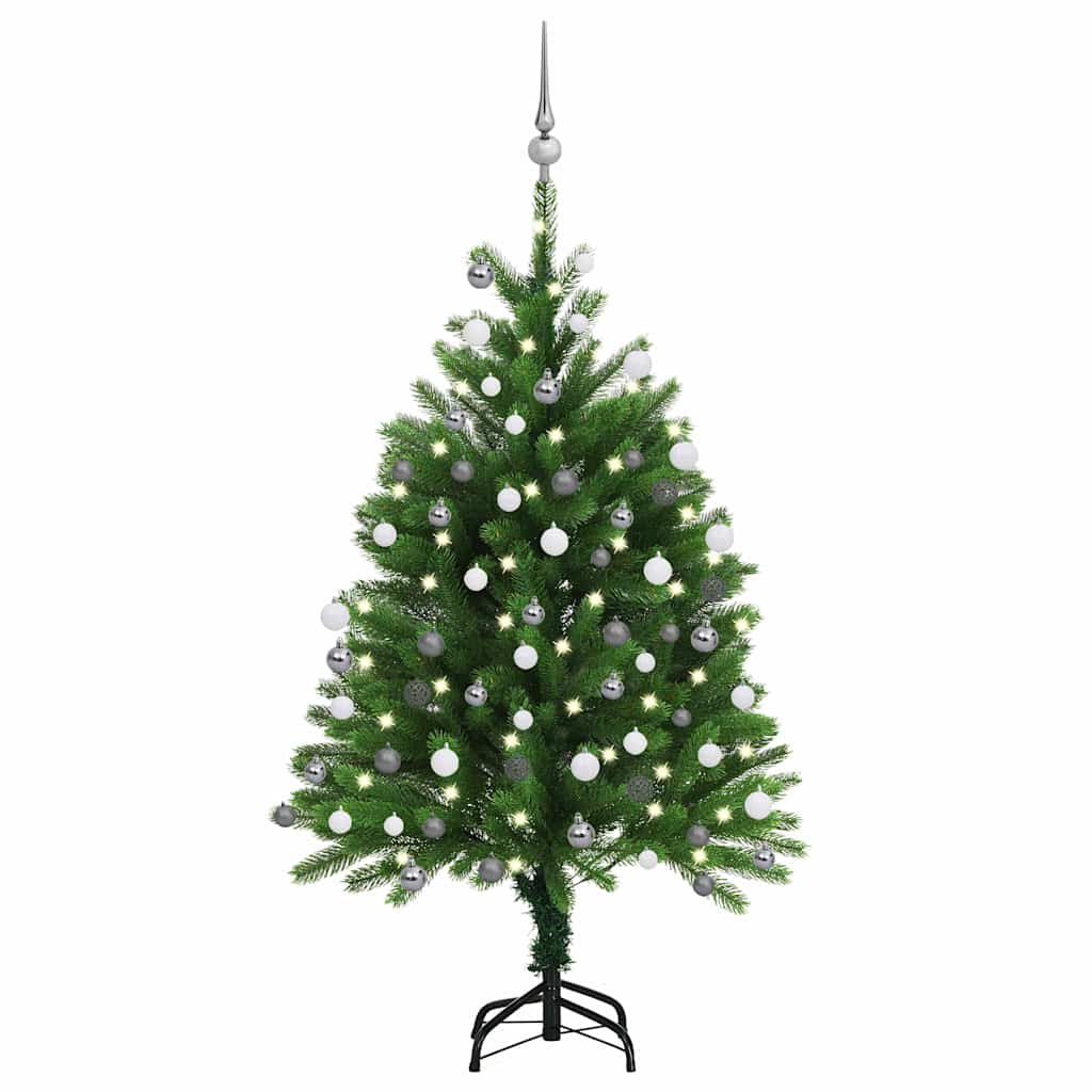 Dirbtinė apšviesta Kalėdų eglutė su žaisliukais, žalia, 120cm
