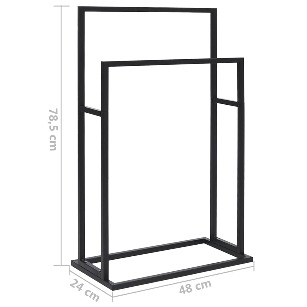 Freestanding towel rail, black, 48x24x78.5cm, iron