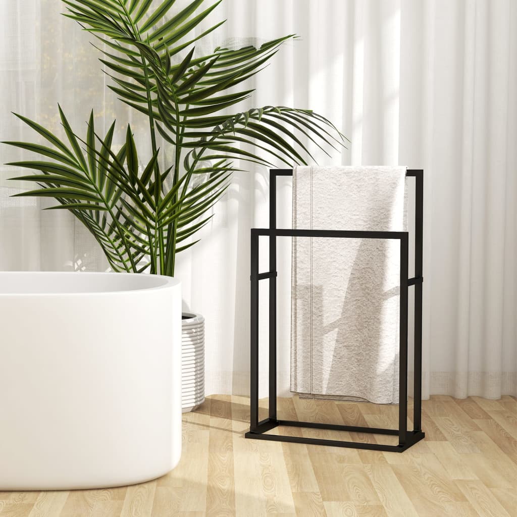 Freestanding towel rail, black, 48x24x78.5cm, iron
