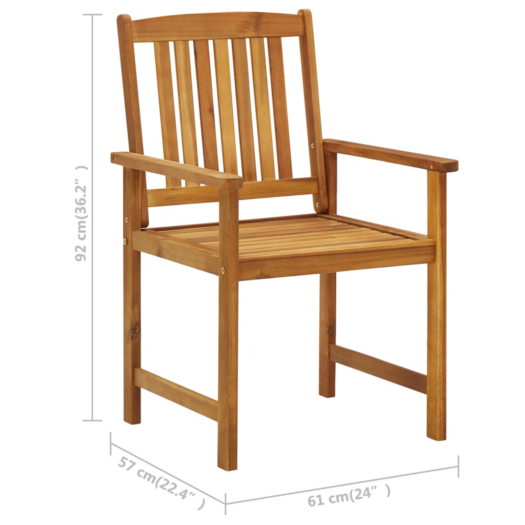 Garden chairs with cushions, 8 pcs, solid acacia wood