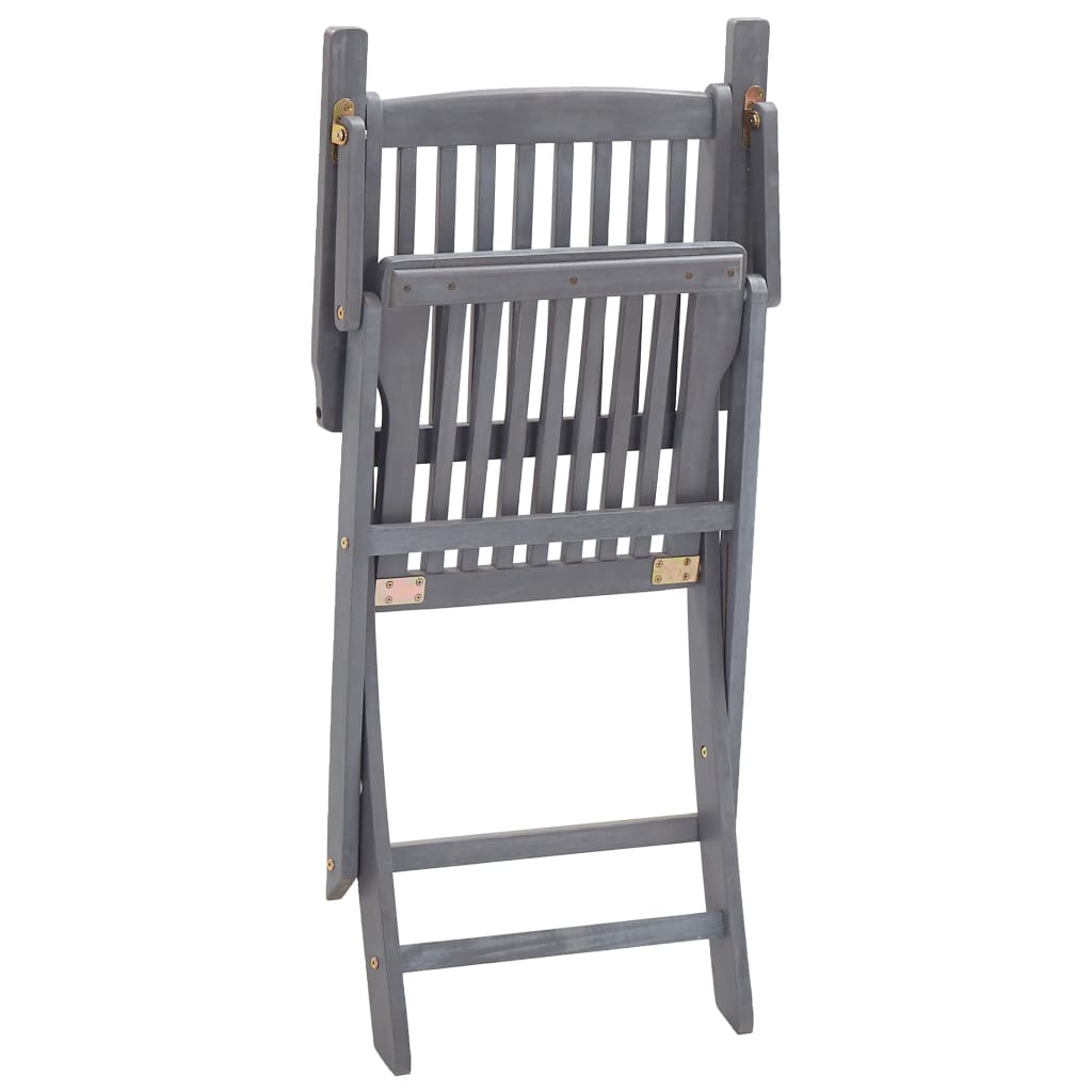 Folding outdoor chairs with cushions, 8 pcs, acacia