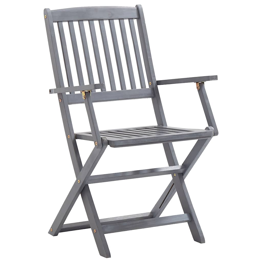 Folding outdoor chairs with cushions, 8 pcs, acacia