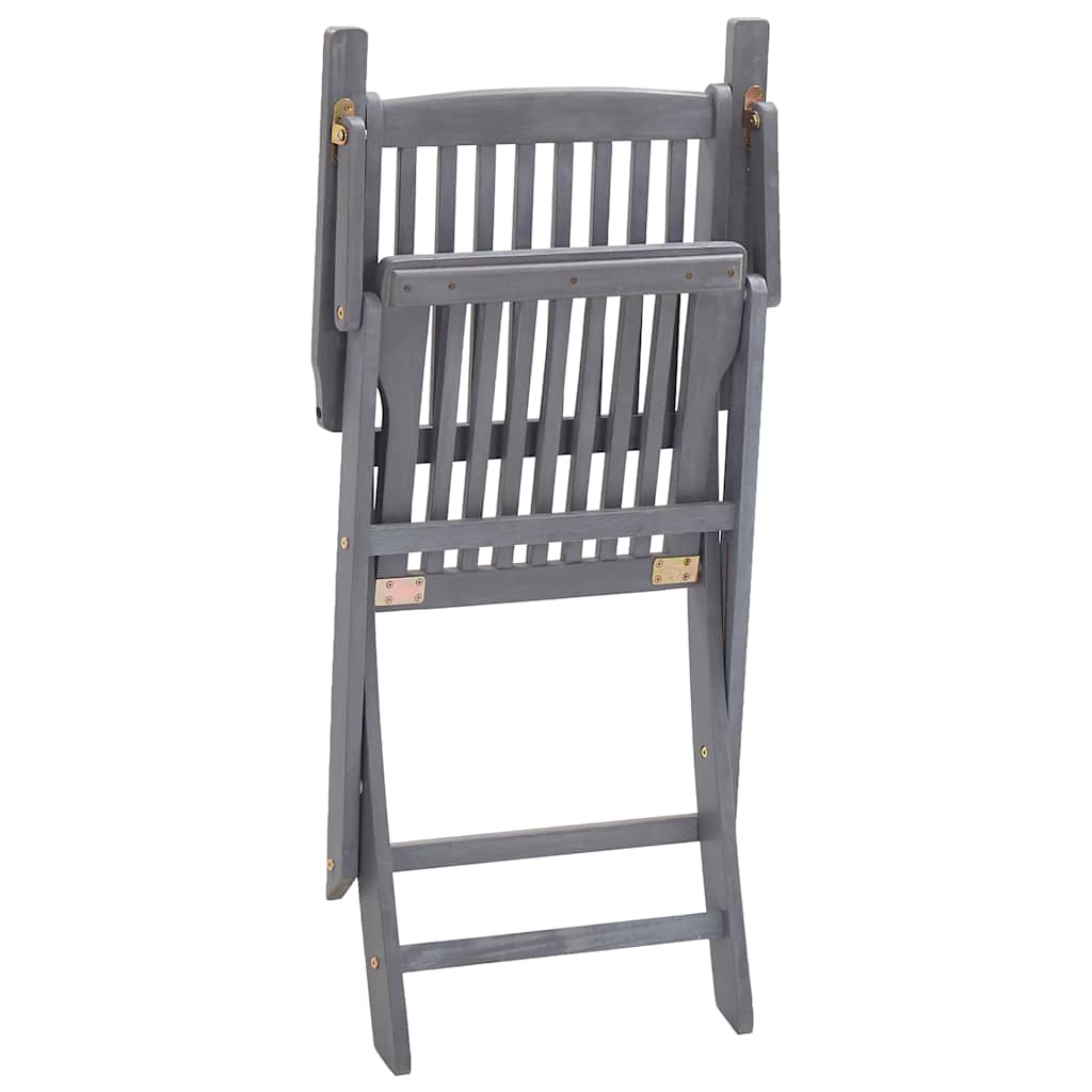 Folding outdoor chairs with cushions, 8 pcs, acacia