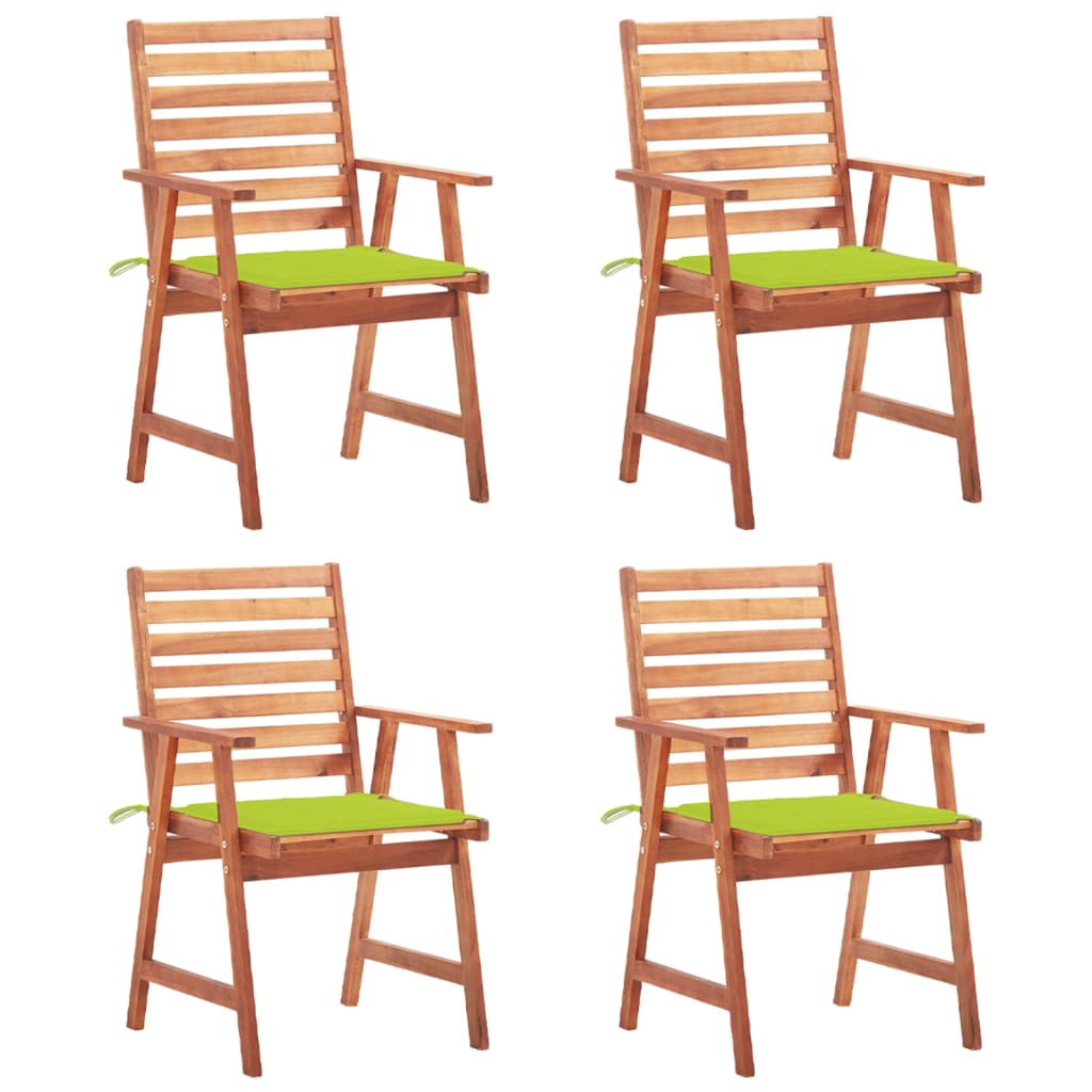 Outdoor dining chairs with cushions, 4 pcs., solid acacia wood