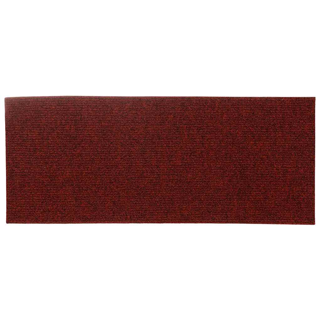Laiptų kilimėliai, lipnūs, 15 vnt., 60x25 cm, bordo raudoni, stačiakampiai