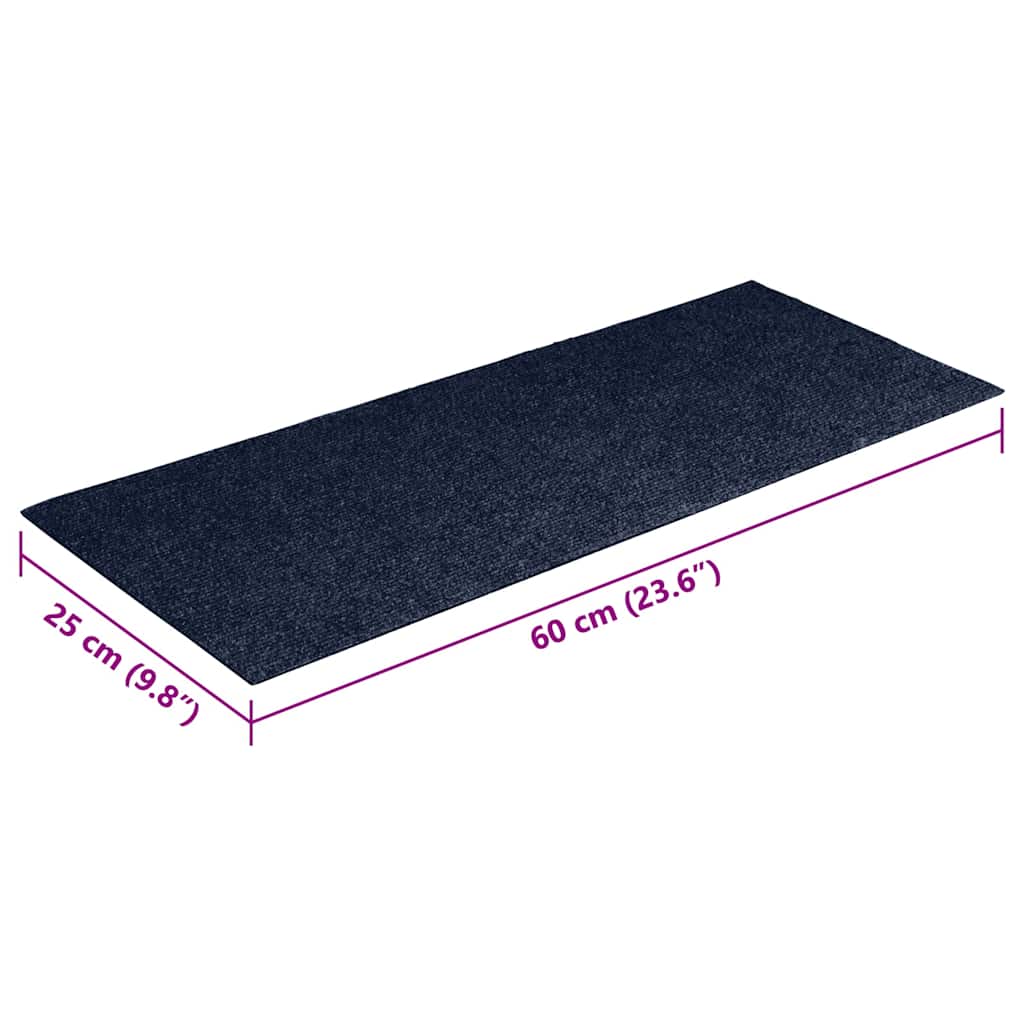 Laiptų kilimėliai, lipnūs, 15 vnt., 60x25 cm, tamsiai mėlyni, stačiakampiai