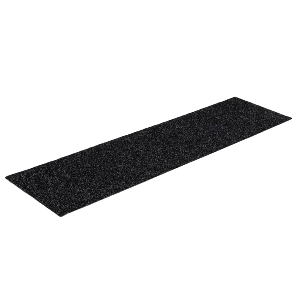 Stair mats, self-adhesive, 15 pcs, black, rectangular, 76 x 20 cm